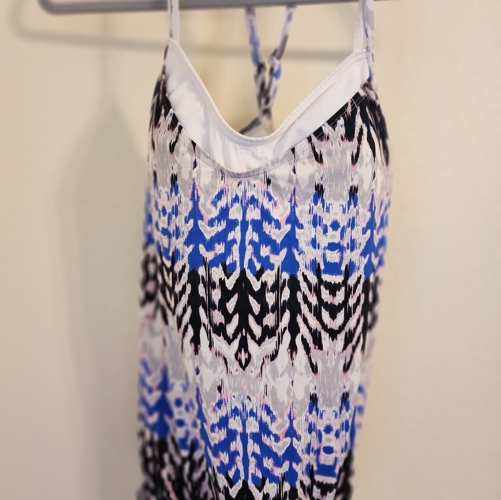 Athleta Swim Matching Set Blue Kamala Tankini Top Swim Shorts Size S